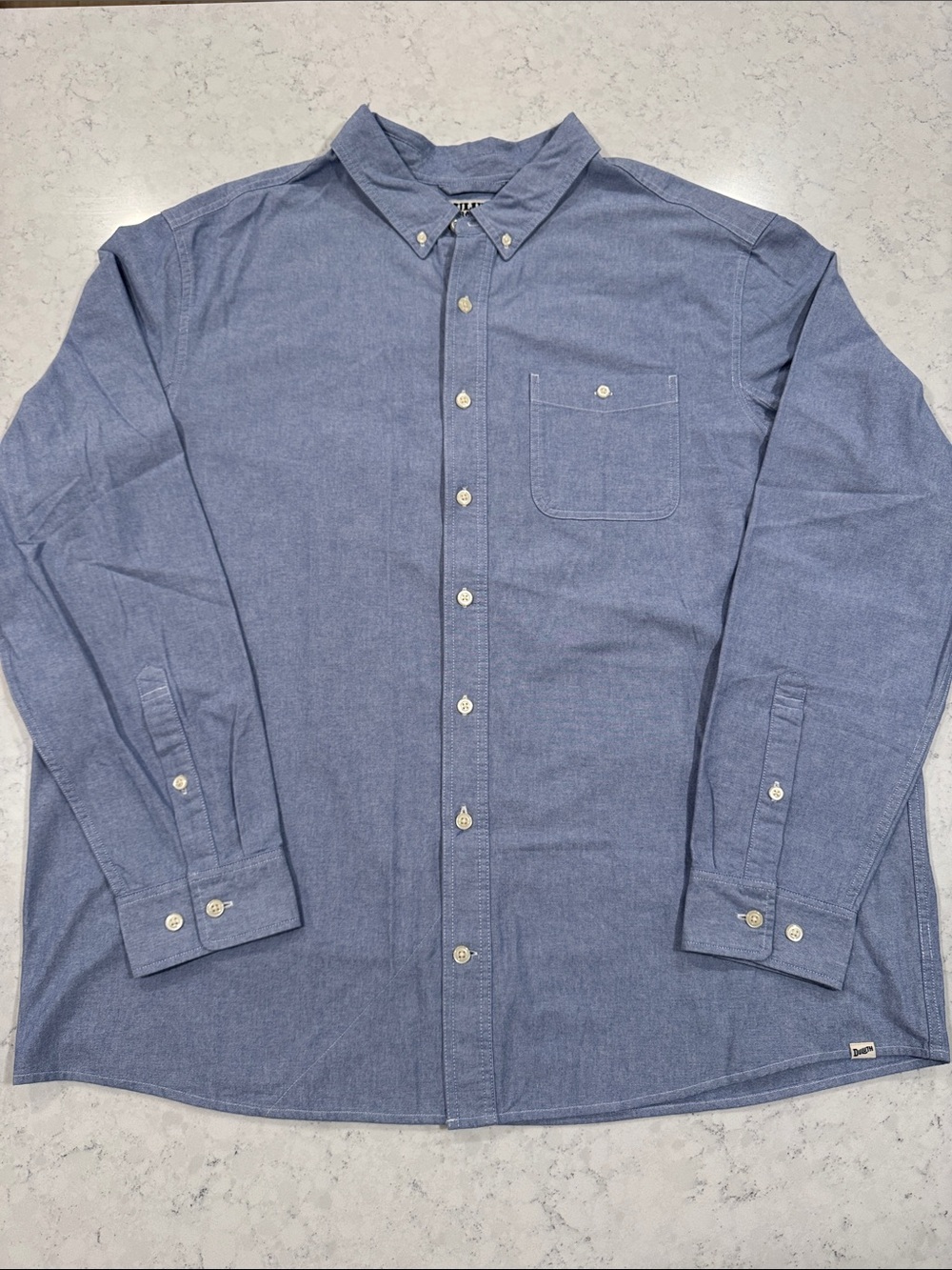 Duluth Trading Mens 2XL Tall Standard Fit Untucked Length Dress Shirt Classic